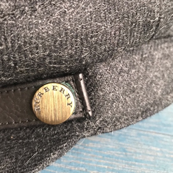 Burberry Newsboy Wool Cap w/Leather Trim - Picture 5 of 7